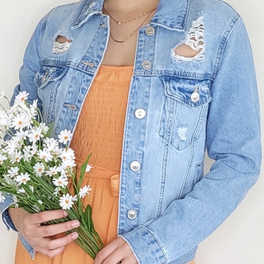 Distressed Women Denim Jacket